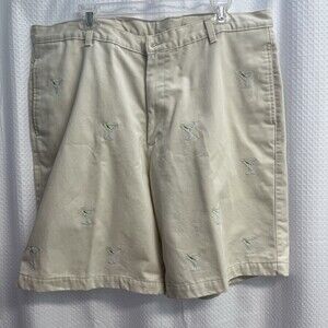 Barry Bricken Men’s Beige Martini Embroidered Chino Shorts 38 Preppy Classic